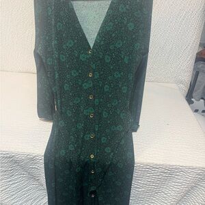 Michael Kors Green Button-Down Midi Dress